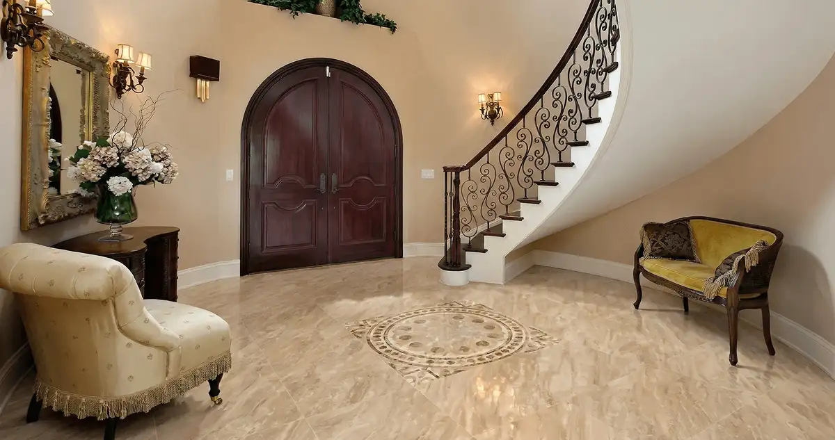 Entrance hall with professionally installed ceramic tile flooring in San Diego CA